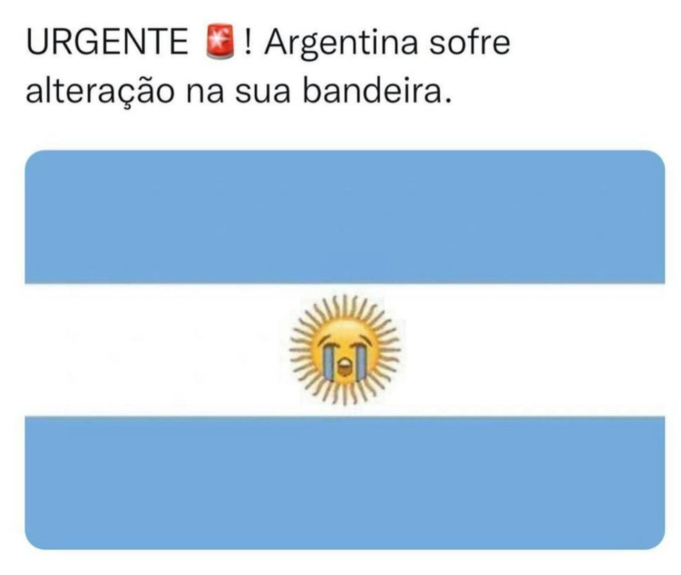 Bandeira da Argentina em meme da estreia dos hermanos na Copa do Mundo contra a Arábia Saudita — Foto: Reprodução/Twitter