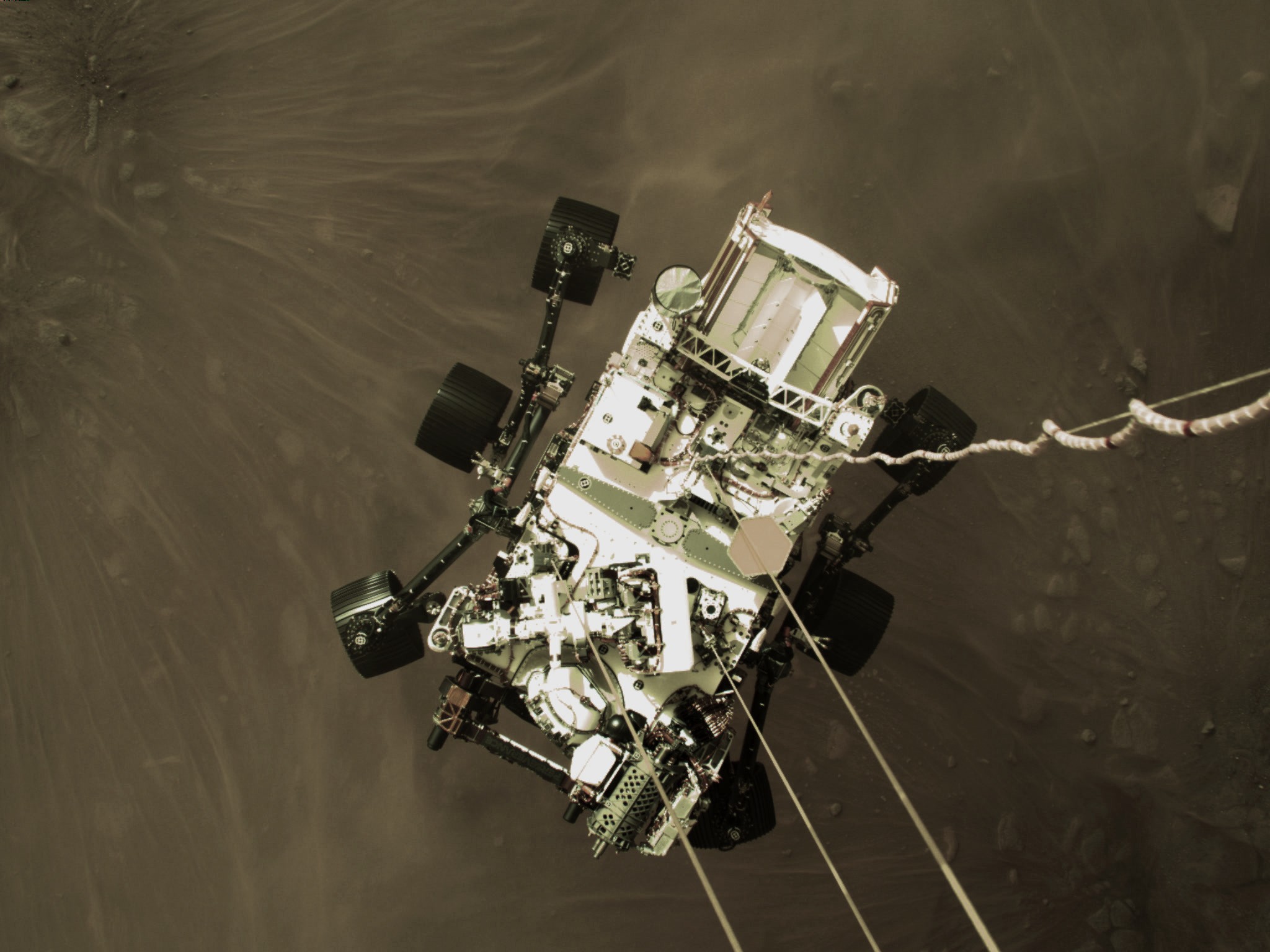 Robô Perseverance pousou na cratera Jezero no dia 18 de fevereiro (Foto: NASA/JPL-Caltech )