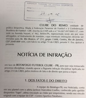 Remo deu entrada no STJD com a denúncia contra o Bota-PB (Foto: Divulgação)