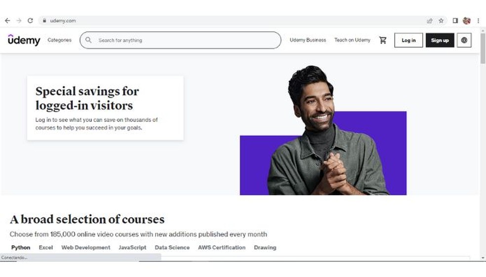 Udemy é uma das plataformas similares à Skillshare — Foto: Reprodução/Júlio César Gonsalves