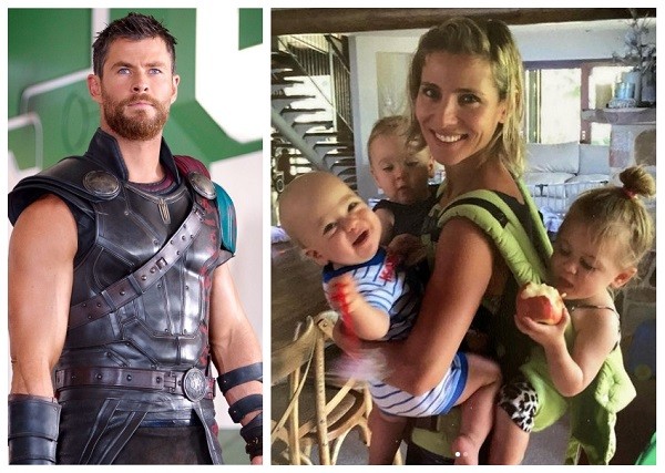 O ator Chris Hemsworth compartilhou uma foto da esposa, a atriz Elsa Pataky, com os filhos, para celebrar o Dia das Mães (Foto: Reprodução/Instagram)