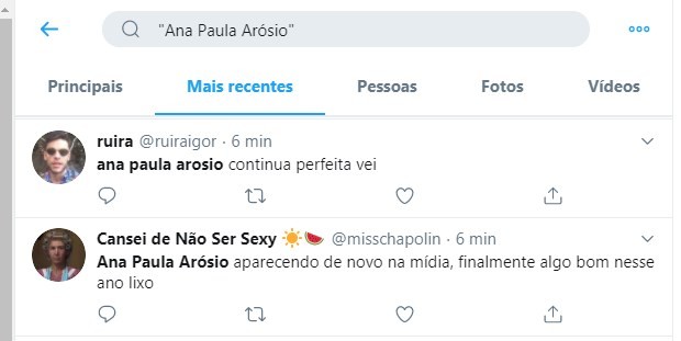 Tweets sobre a volta de Ana Paula Arósio (Foto: Reprodução/Twitter)