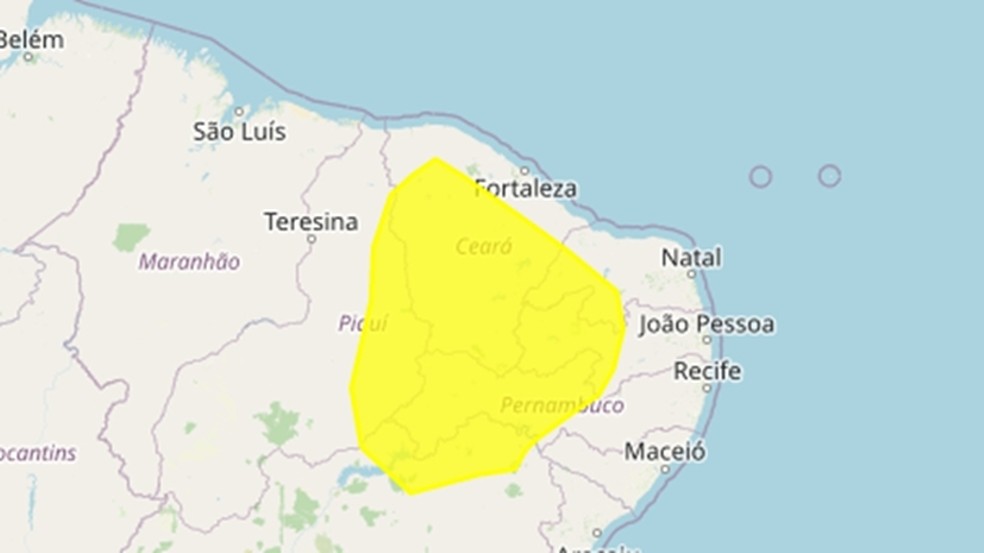 Inmet emite alerta amarelo de baixa umidade para 108 municípios da Paraíba — Foto: Reprodução/Inmet