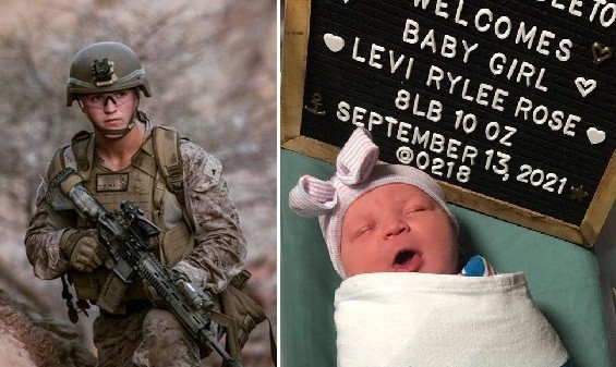 A bebê nasceu três semanas após o pai ser morto do Afeganistão (Foto: Reprodução/Mirror)