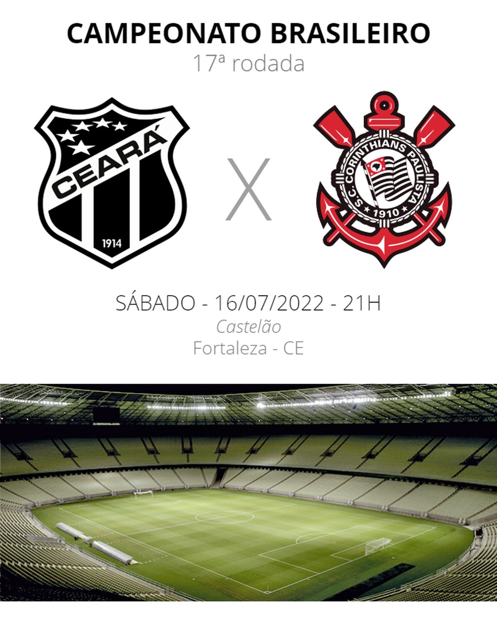 Ficha de jogo Ceará x Corinthians — Foto: ge