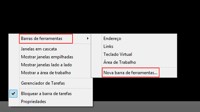 Ferramentas permitem adicionar funcionalidades diferentes ? barra de tarefas (Foto: Reprodu??o/Windows)