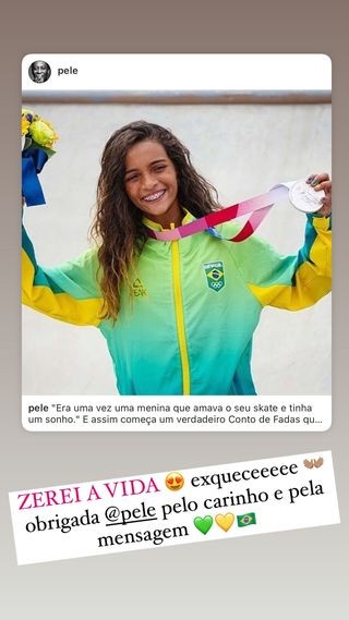 Rayssa Leal comemora post de Pelé (Foto: Reprodução/Instagram)