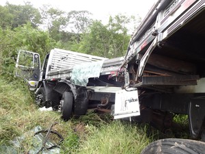 Caminhão caiu em um barranco após colisão (Foto: Marcos Pereira/RBS TV)