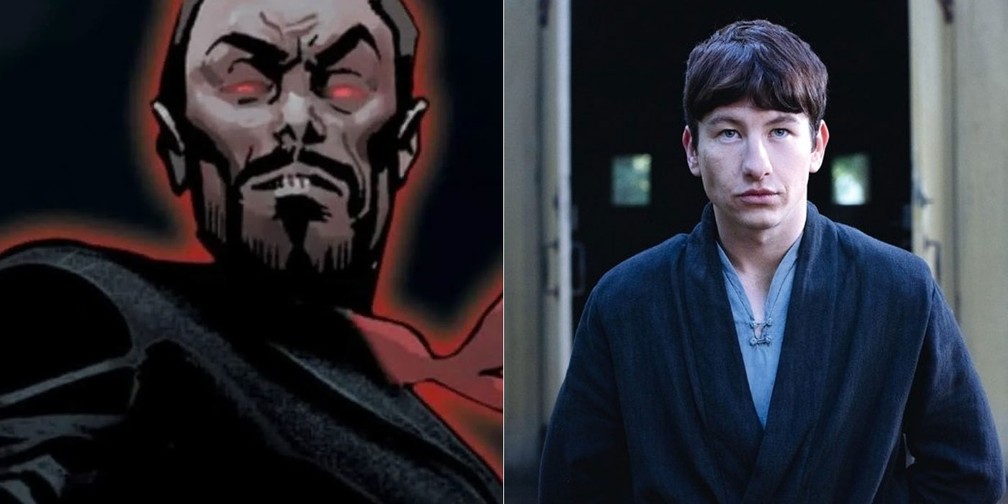 Druig nos quadrinhos e na versão de 'Eternos', interpretado por Barry Keoghan — Foto: Divulgação