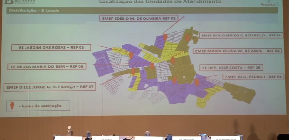 Locais de vacinação em massa contra Covid-19 para estudo do Butantan em Serrana — Foto: Reprodução