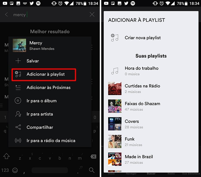 Escolha a playlist à qual deseja adicionar músicas no Spotify (Foto: Reprodução/Elson de Souza)