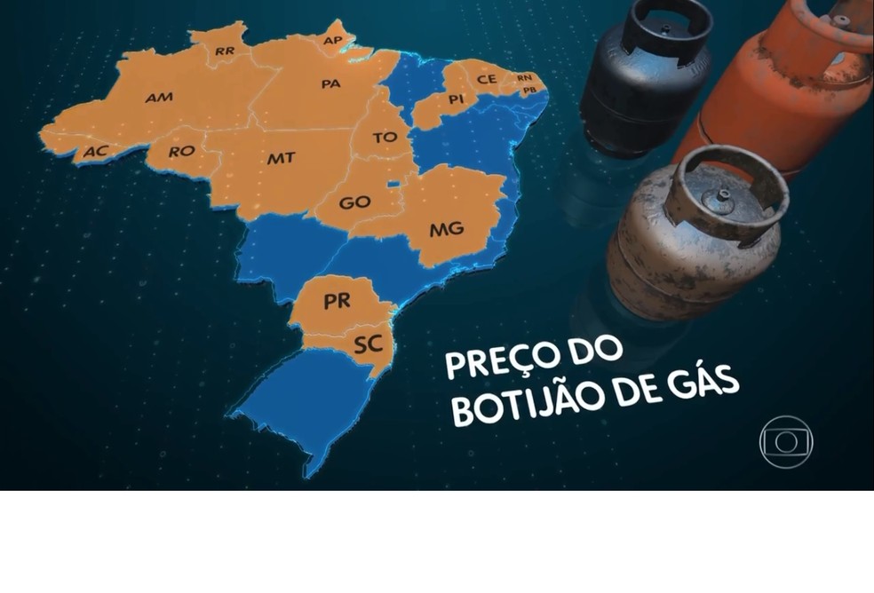 Botijão de gás já consome 10% do salário mínimo em 16 estados — Foto: Jornal Nacional/Reprodução