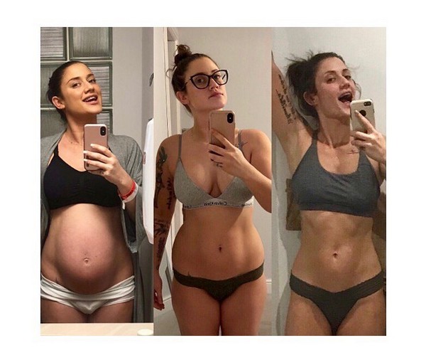 A montagem compartilhada pela cantora Katie Waissel mostrando as transformações de seu corpo ao longo do último ano (Foto: Instagram)