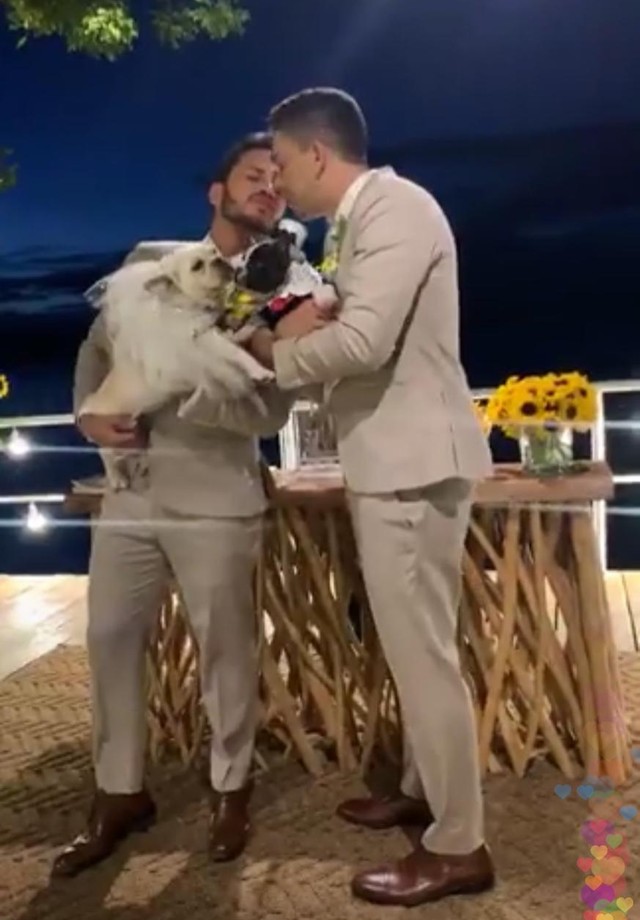 Os cachorros de Carlinhos e Lucas no casamento (Foto: reprodução/Instagram)