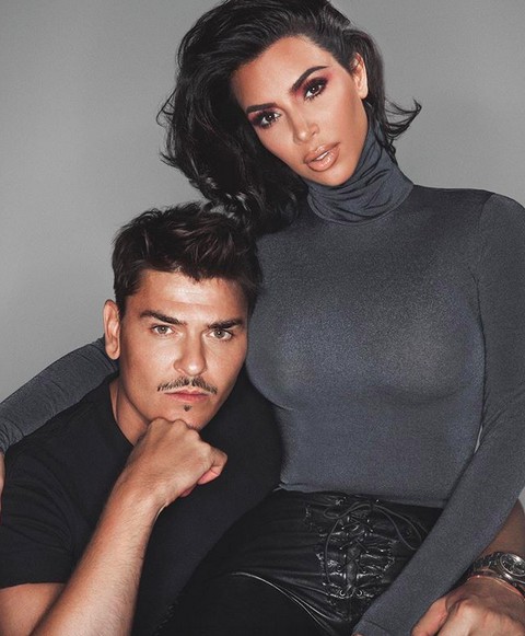 A socialite Kim Kardashian e seu maquiador pessoal, Mario Dedivanovic (Foto: Instagram)
