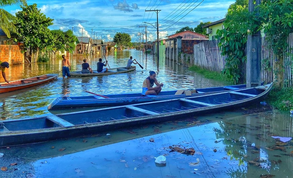 Enchente em Tarauacá, Acre, 23 de março de 2022 — Foto: Jadson Ruslan/Arquivo pessoal