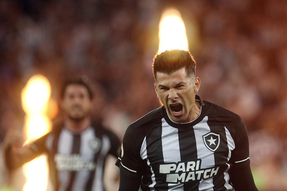 Cuesta comemora gol que deu a vitória para o Botafogo no clássico contra o Fluminense.