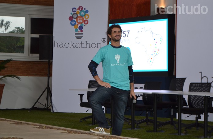 Felipe Andreoli é o mestre de cerimônias do Hackathon Globo (Foto: Melissa Cruz/TechTudo)