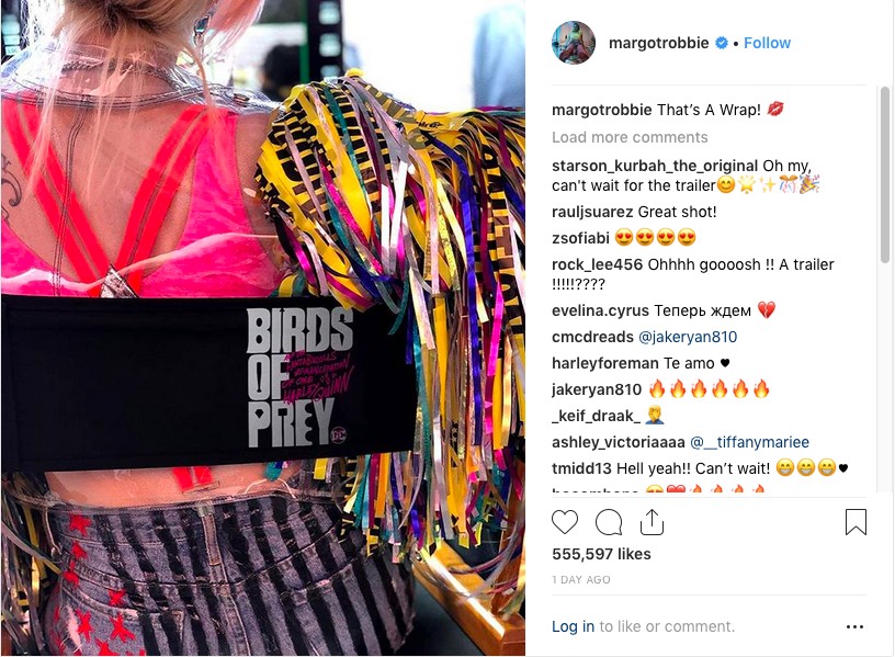 O post de Margot Robbie anunciando o fim das gravações de Birds of Prey (Foto: Instagram)
