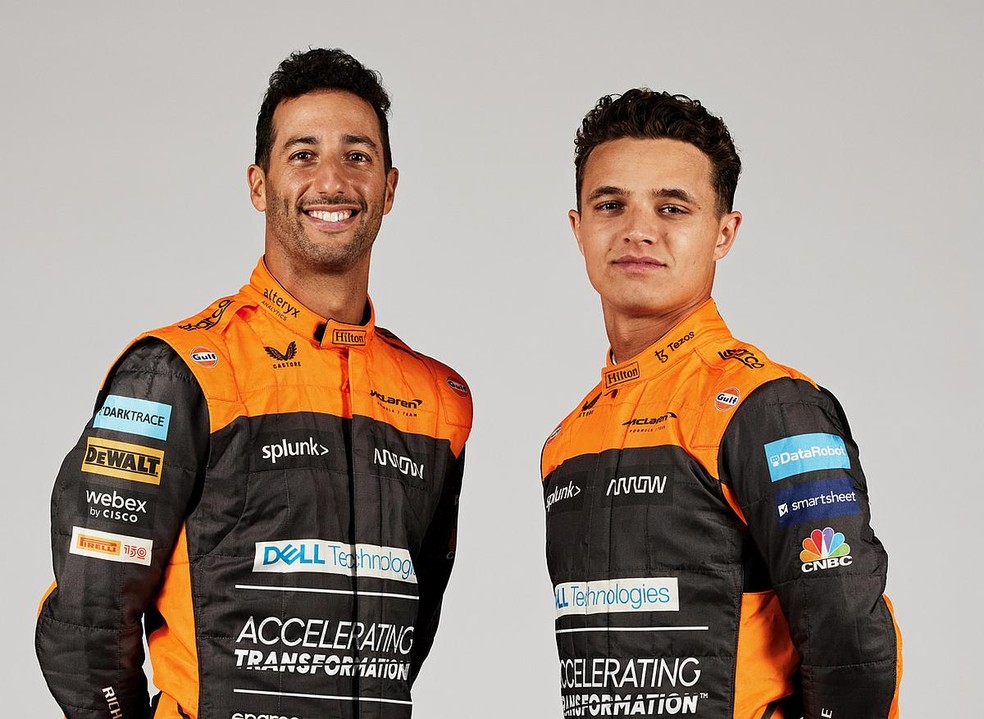 Daniel Ricciardo e Lando Norris, dupla da McLaren para a F1 2022 — Foto: Ben Peter/Catchpole 