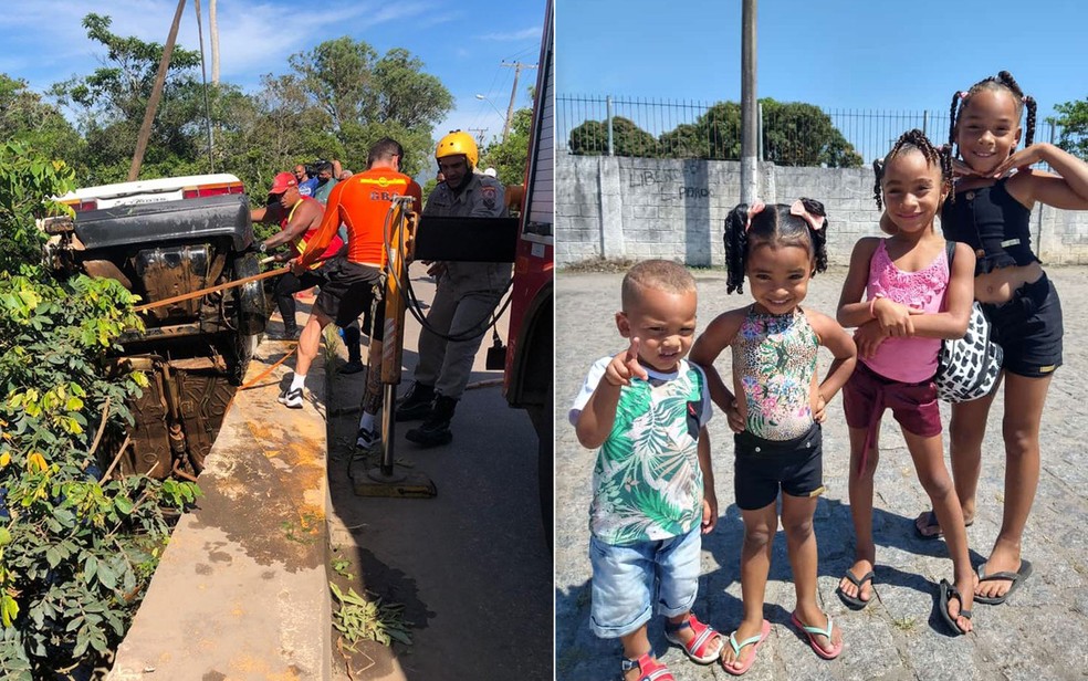 Crianças que morreram em acidente em Campos dos Goytacazes eram da mesma família — Foto: Ana Carolini Mota/Inter TV RJ e Arquivo Pessoal