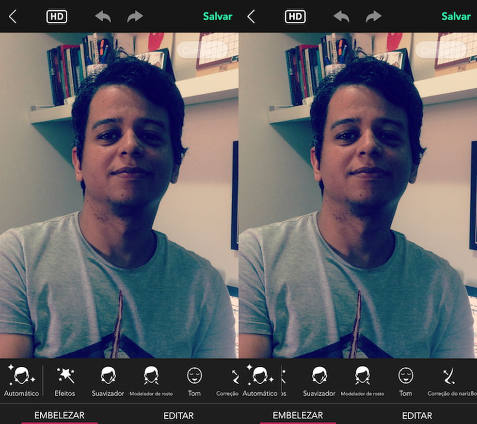 Opções de embelezamento de rostos do aplicativo YouCam Perfect (Foto: Reprodução/Marvin Costa)