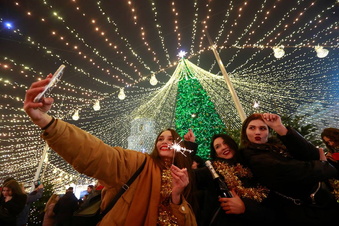 Festa de Ano Novo em Kiev, na Ucrânia