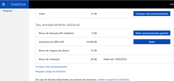 Office 365 oferece armazenamento adicional no OneDrive, mas quantidade foi reduzida pela Microsoft (Foto: Reprodução/Elson de Souza)