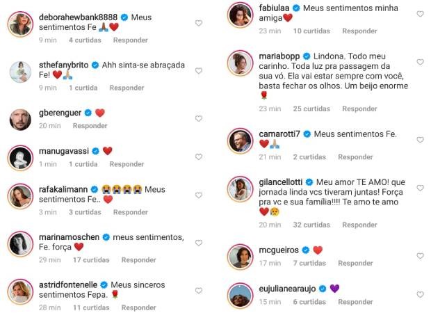 Famosos mandam mensagens de apoio para Fernanda Paes Leme (Foto: Reprodução/Instagram)