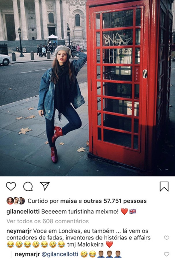 Comentário de Neymar (Foto: Reprodução/Instagram)