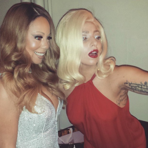 Divas with lasers: Lady Gaga e Mariah Carey. (Foto: Instagram)