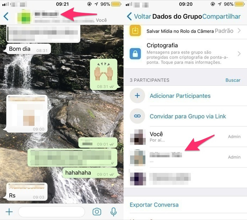 Ação para visualizar as opções para um membro de um grupo no WhatsApp para iPhone (Foto: Reprodução/Marvin Costa)