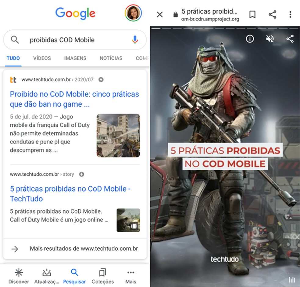 TechTudo tem Web Stories na busca do Google — Foto: Reprodução/TechTudo