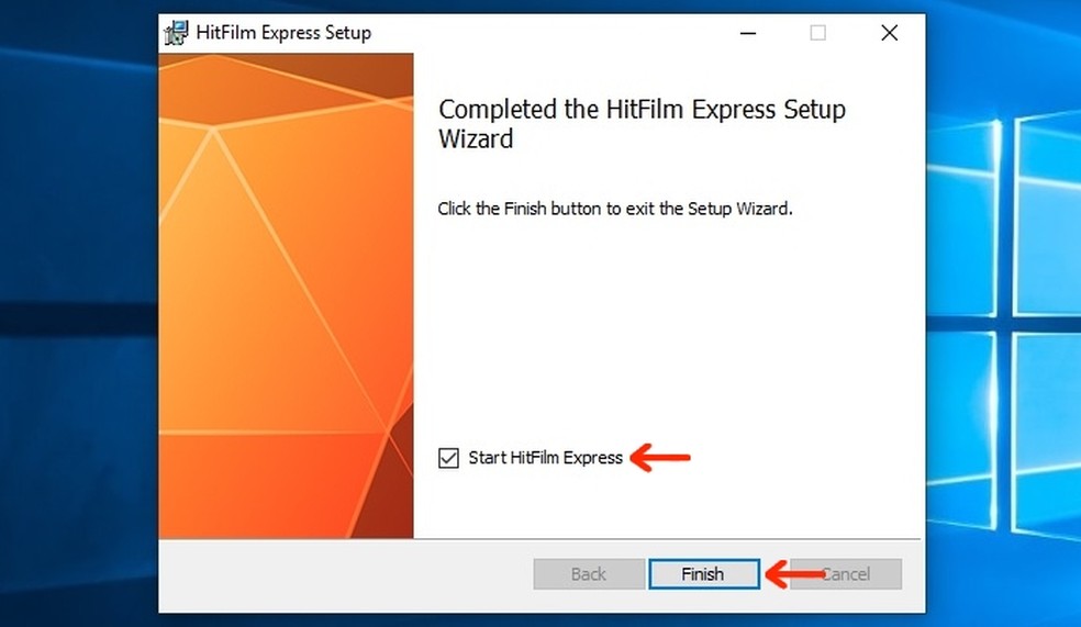 Fim da instalação do HitFilm Express no Windows 10 — Foto: Reprodução/Raquel Freire