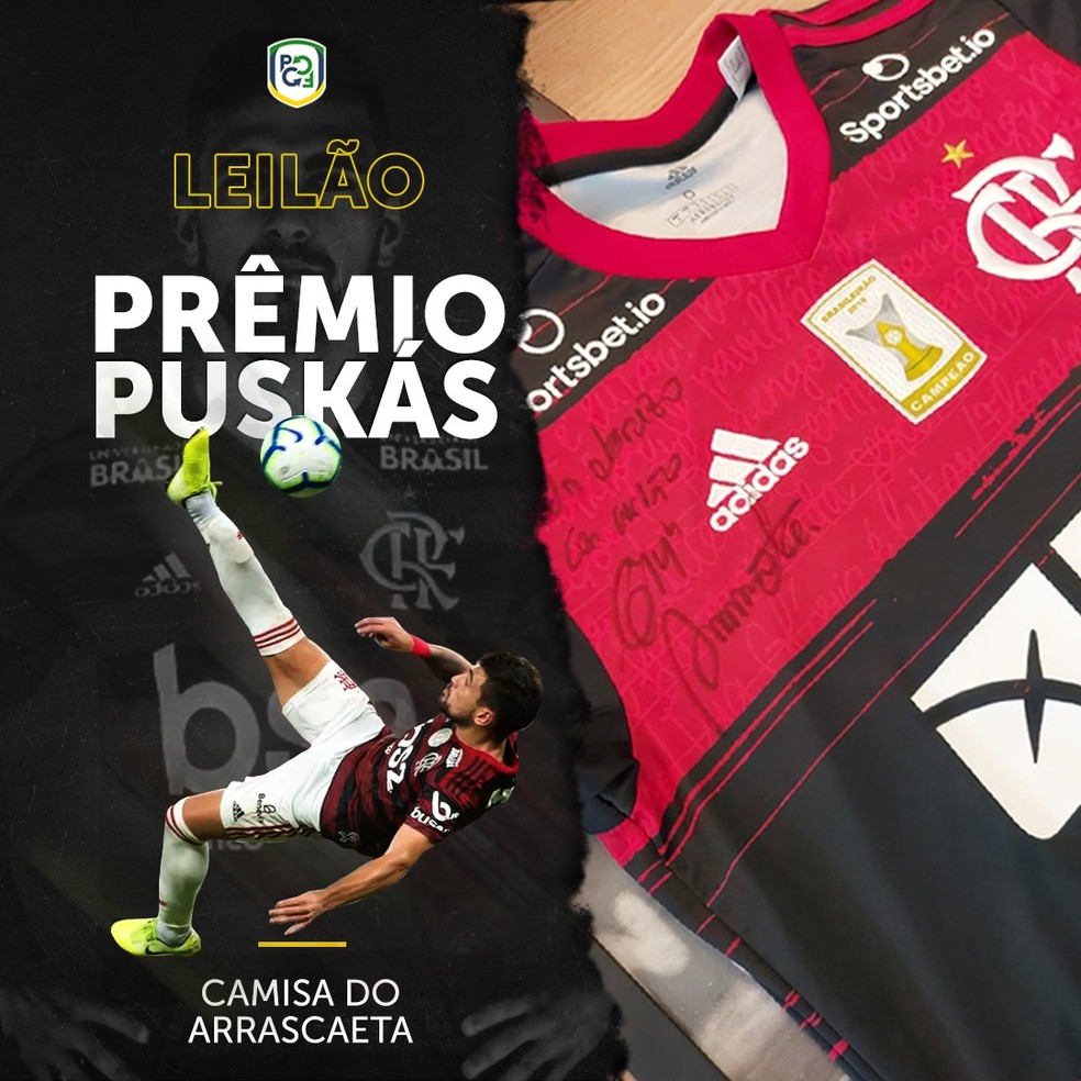 Leilão camisa Arrascaeta — Foto: Reprodução