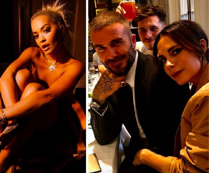 A cantora Rita Ora e o jovem Brooklyn Beckham com os pais, o ex-jogador de futebol David Beckham e a ex-Spice Girl Victoria Beckham (Foto: Instagram)