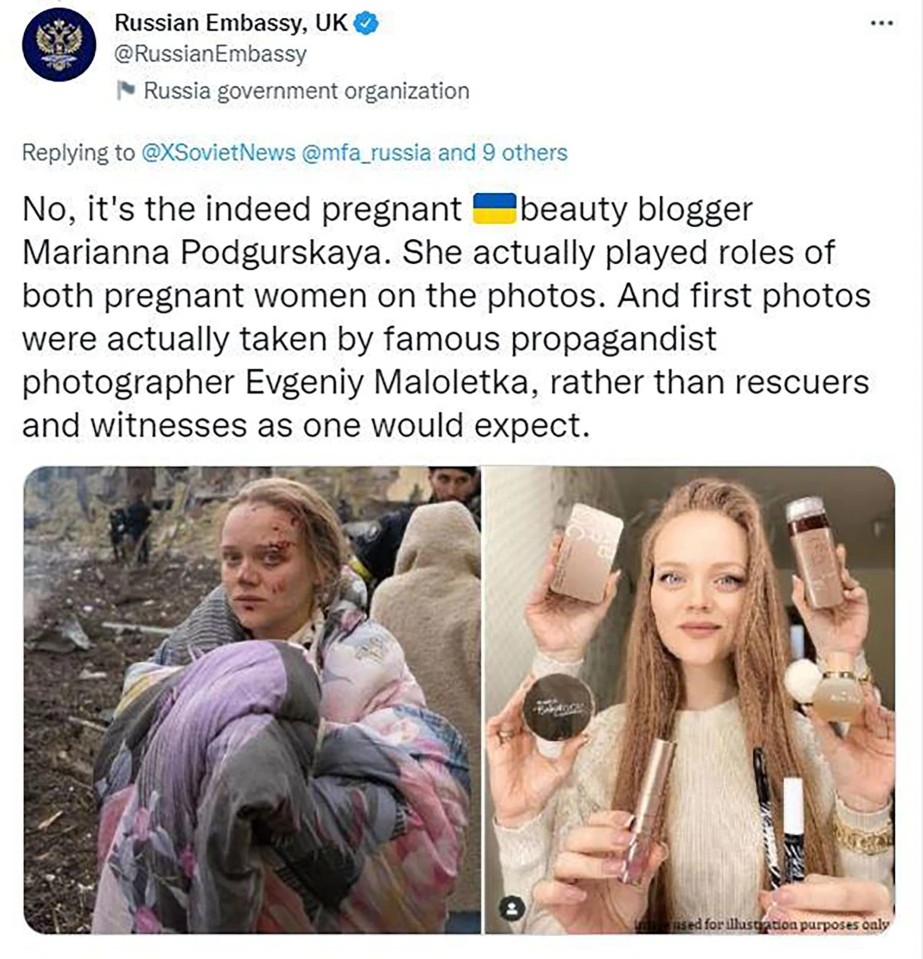 O post com informações mentirosas compartilhado pela embaixada russa em Londres, criticado pelo governo britânico e apagado pelo Twitter (Foto: Twitter)