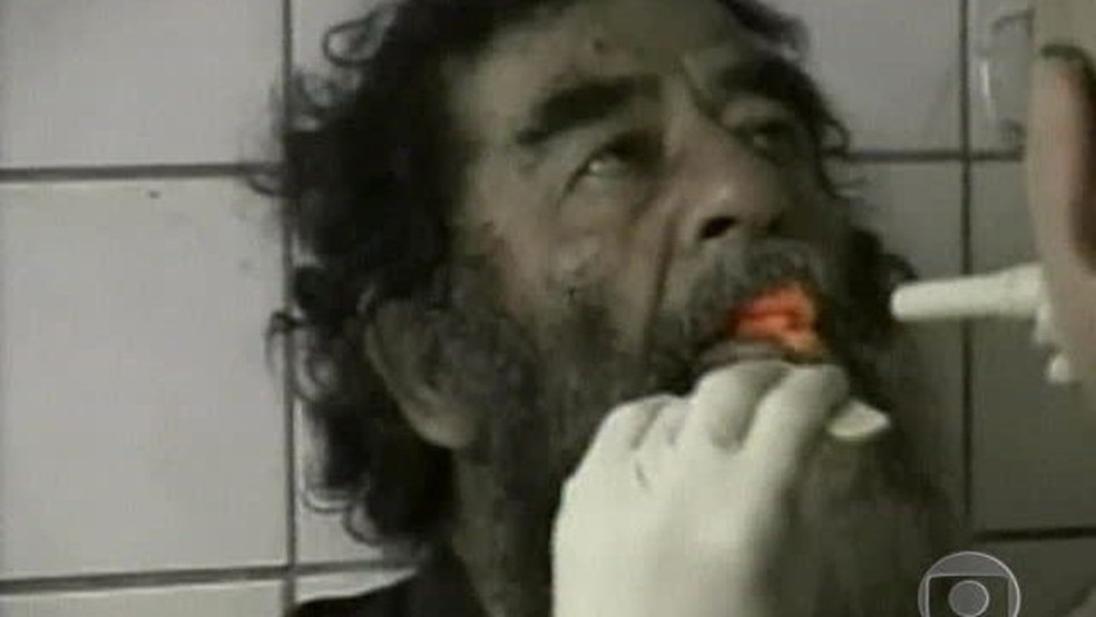 Saddam Hussein quando foi preso — Foto: GloboNews