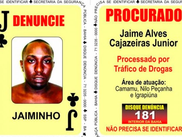 Homem era procurado por tráfico de drogas na região de Camamu (Foto: Reprodução/ Disque Denúncia)