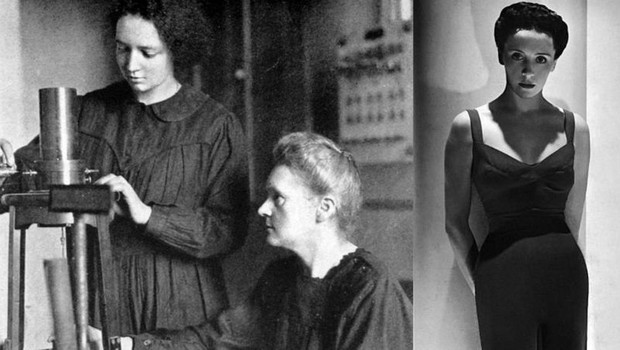 BBC Irene Curie trabalhando junto com a mãe — e, na foto ao lado, sua irmã, Eve Curie (Foto: Getty Images via BBC)