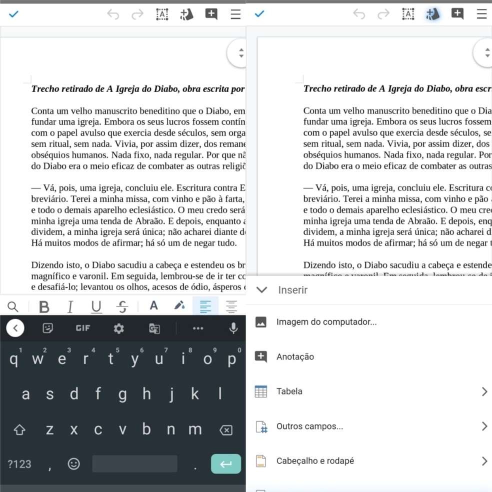 Collabora Office tem opções de edição de textos similares ao Microsoft Office — Foto: Reprodução/Clara Fabro