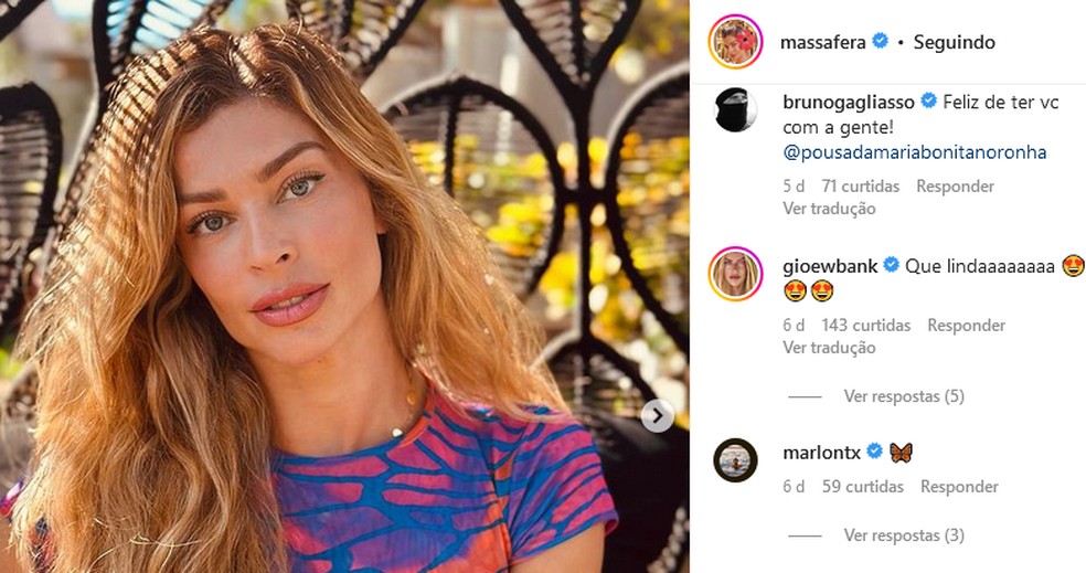   Marlon Teixeira comenta post de Grazo Massafera &mdash; Foto: Reprodu&ccedil;&atilde;o/Instagram