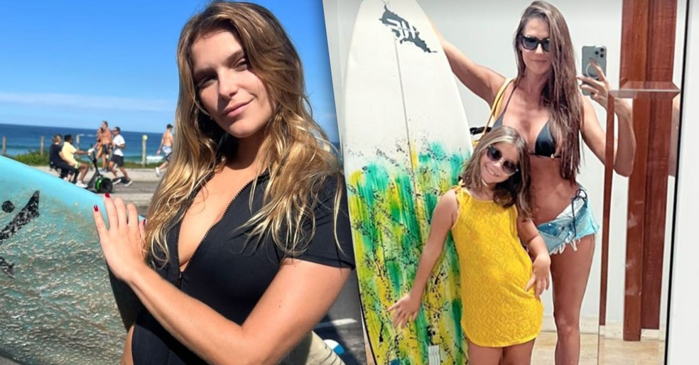 Isabella Santoni e Deborah Secco aproveitaram o feriado para surfar — Foto: Instagram