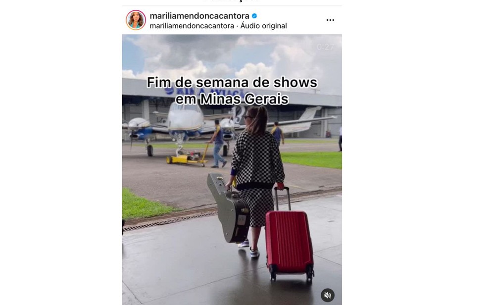 Marília Mendonça faz post antes de embarcar — Foto: Instagram/Reprodução