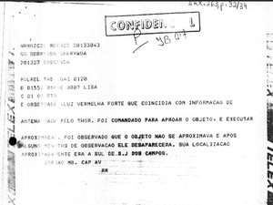 Documentos confidenciais divulgados pela FAB (Foto: Arquivo Nacional)
