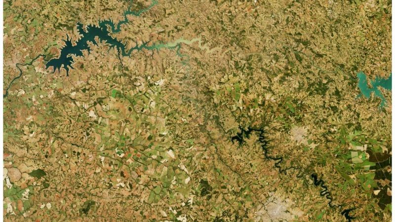 Imagem em alta resolução do entorno do Lago das Brisas (MG) registrada em 17 de junho de 2021 pelo instrumento Operational Land Imager (OLI), do satélite Landsat 8 (Foto: Nasa)