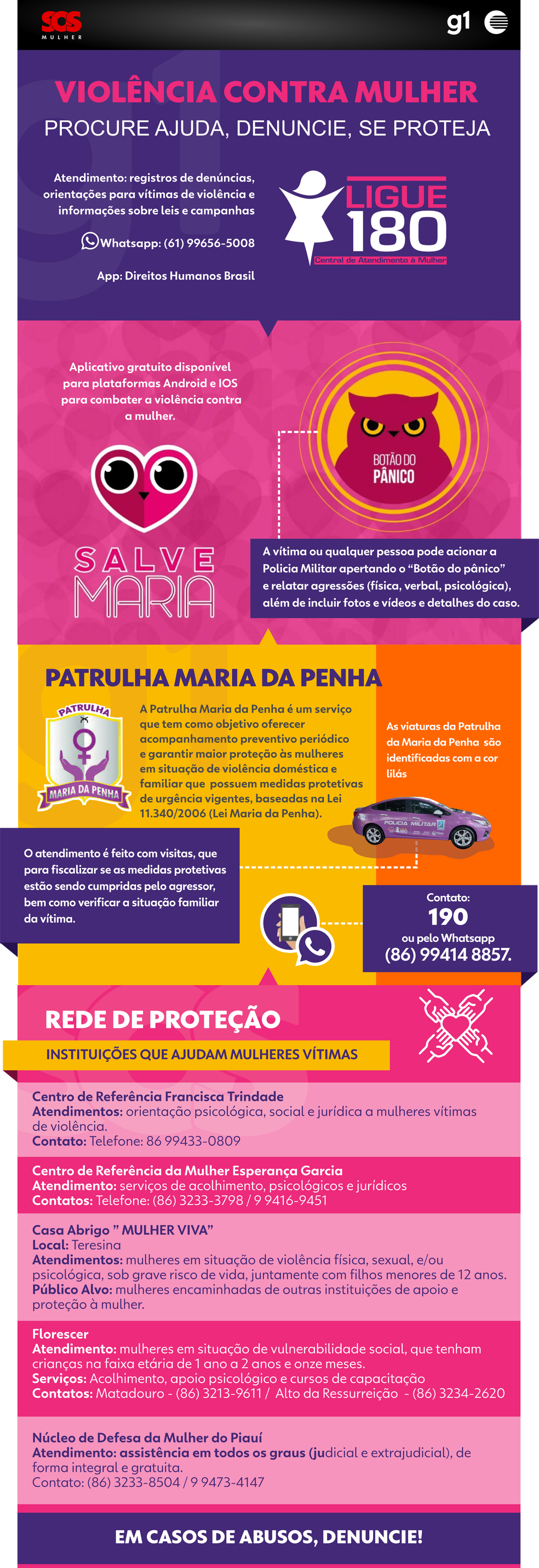 Rede de Proteção à Mulher no Piauí — Foto: Arte Adelmo Paixão/g1