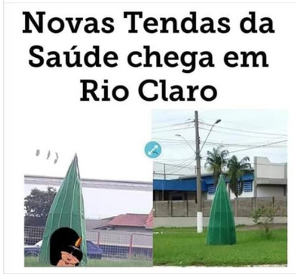 Árvore de Natal da Prefeitura de Rio Claro vira meme — Foto: Reprodução/Facebook