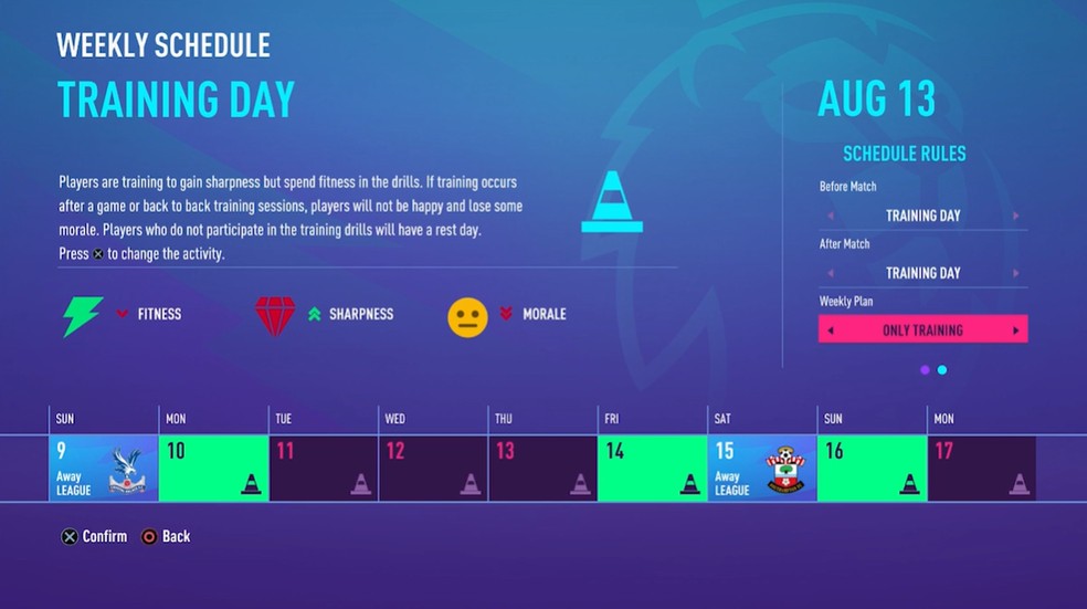 Have days of rest and recovery in FIFA 21. (Image: Electronic Arts)
