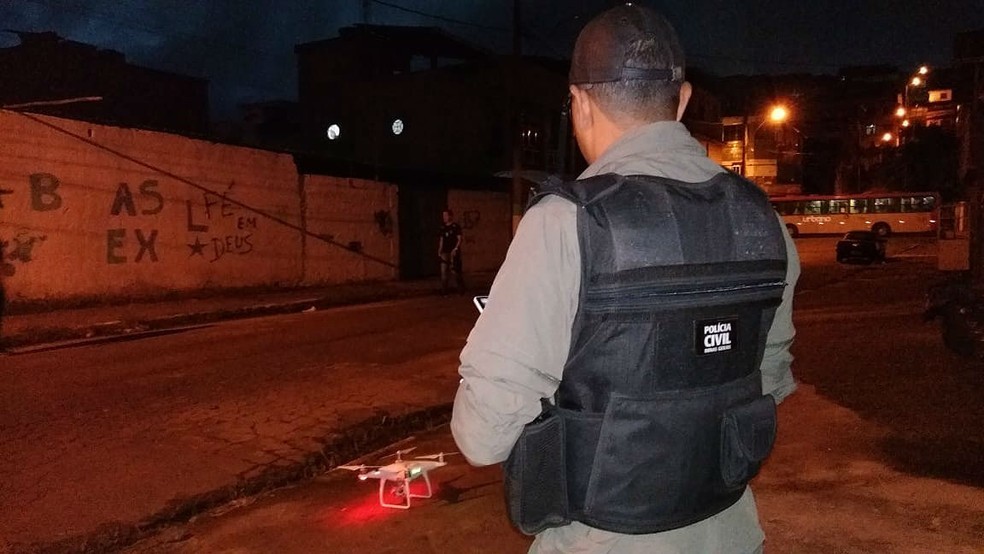 Drone foi usado durante megaoperação da Polícia Civil em Juiz de Fora  — Foto: Polícia Civil/Divulgação